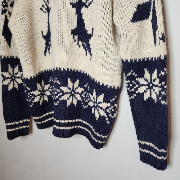 NWT Lorenzo Magni Italy Wool Alpaca Blend Chunky Knit Cardigan Deer Snowflake XL - Picture 12 of 16